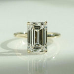 Load image into Gallery viewer, 4CT Emerald Cut Tulip Set Moissanite Engagement Ring 14K Solid Yellow Gold Wedding Ring, Anniversary Ring For Women, Promise &amp; Proposal Ring image 3