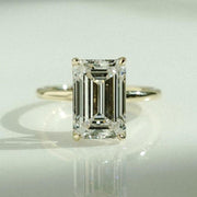 4CT Emerald Cut Tulip Set Moissanite Engagement Ring 14K Solid Yellow Gold Wedding Ring, Anniversary Ring For Women, Promise & Proposal Ring image 3