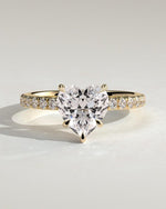 Load image into Gallery viewer, 2.00 CT Heart Moissanite Engagement Ring, 14K Gold Heart Cut Pave Set Band Moissanite Ring, Half Pave Band Ring, GRA certified D-VVS1 ring. image 4