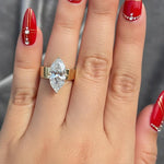 Load image into Gallery viewer, 3.00 CT Marquise Cigar Band Ring, Marquise Cut Moissanite Engagement Ring, 5 MM Thick Cigar Band Ring, 14K Gold Marquise Hidden Halo Ring. image 5