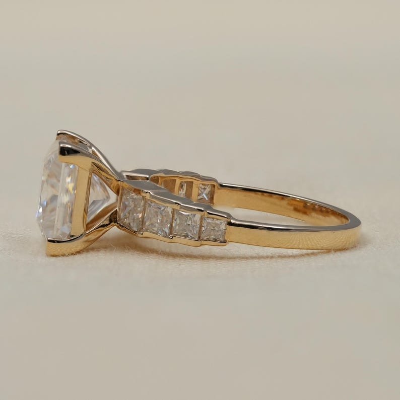 Princess Lab Grown Diamond Engagement Ring, 14k Gold Statement Ring, Promise Ring, Bridal Fine Jewelry image 10