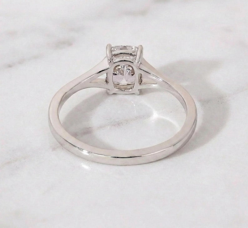 Lab Grown E,VVS2, IGI Certified Cushion Diamond Engagement Ring, Split Band Ring, Solitaire Cushion Ring for Her Anniversary Gifts image 4