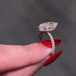 Load image into Gallery viewer, 4 CT Marquise Cut Moissanite Engagement Ring, 14K Solid Gold 6 Prong With Hidden Halo Ring, Elongated Marquise Solitaire Bridal Wedding Ring image 6