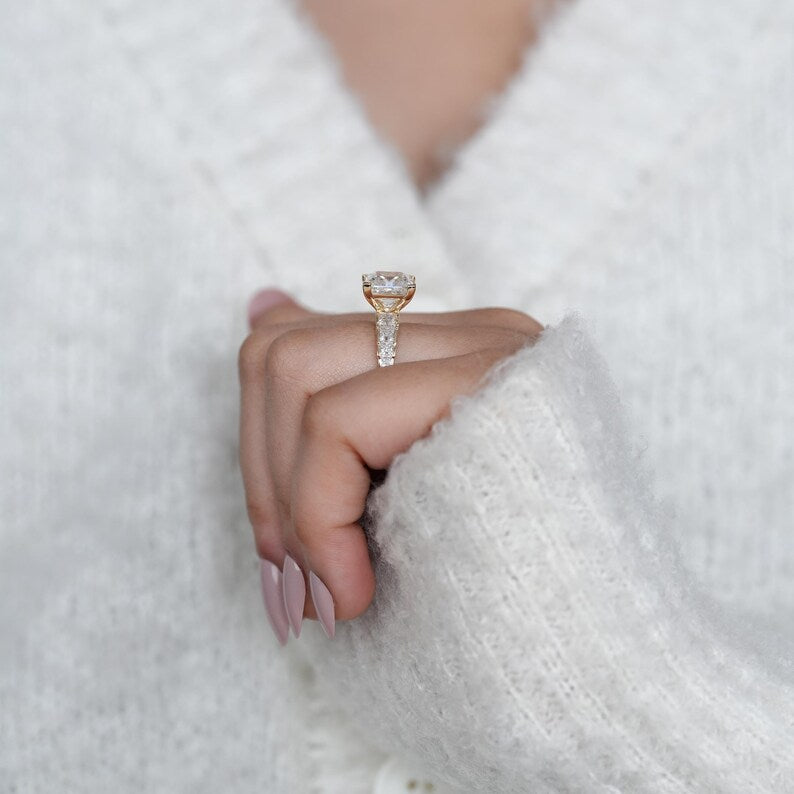 Princess Lab Grown Diamond Engagement Ring, 14k Gold Statement Ring, Promise Ring, Bridal Fine Jewelry image 6