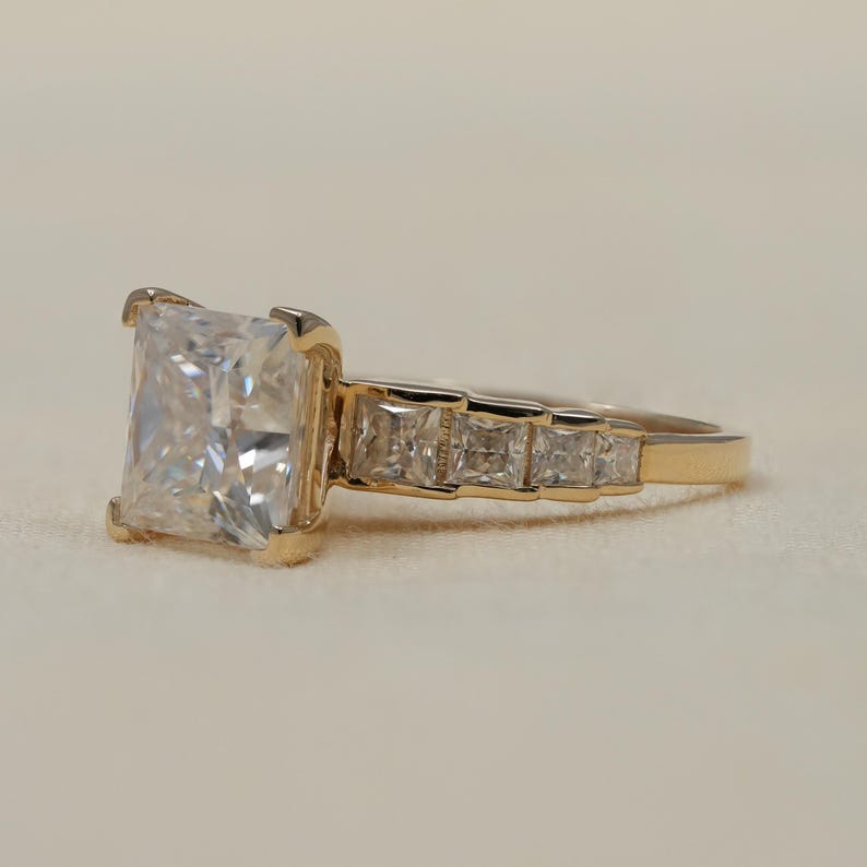 Princess Lab Grown Diamond Engagement Ring, 14k Gold Statement Ring, Promise Ring, Bridal Fine Jewelry image 9