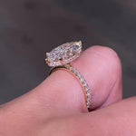 Load image into Gallery viewer, 4 CT Marquise Cut Moissanite Engagement Ring, 14K Solid Gold 6 Prong With Hidden Halo Ring, Elongated Marquise Solitaire Bridal Wedding Ring image 1