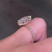 4 CT Marquise Cut Moissanite Engagement Ring, 14K Solid Gold 6 Prong With Hidden Halo Ring, Elongated Marquise Solitaire Bridal Wedding Ring image 1