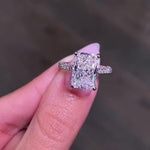Load image into Gallery viewer, 5CT Radiant Cut Moissanite Engagement Ring 14K Solid Gold Pave Setting Hidden Halo Wedding Ring Promise Ring Anniversary Gift For Women image 7