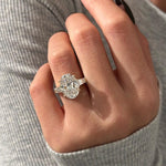 Load image into Gallery viewer, 6 Carat Oval and Tapered Baguette Three Stone Ring in 14k Yellow Gold: Cathedral 3 Stone Engagement Ring, HUGH Oval Diamond Ring image 6