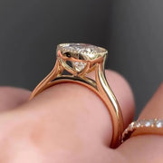 Oval Cut Lab Grown Diamond Bezel Ring, 14K Solid Gold Solitaire Engagement Ring image 2