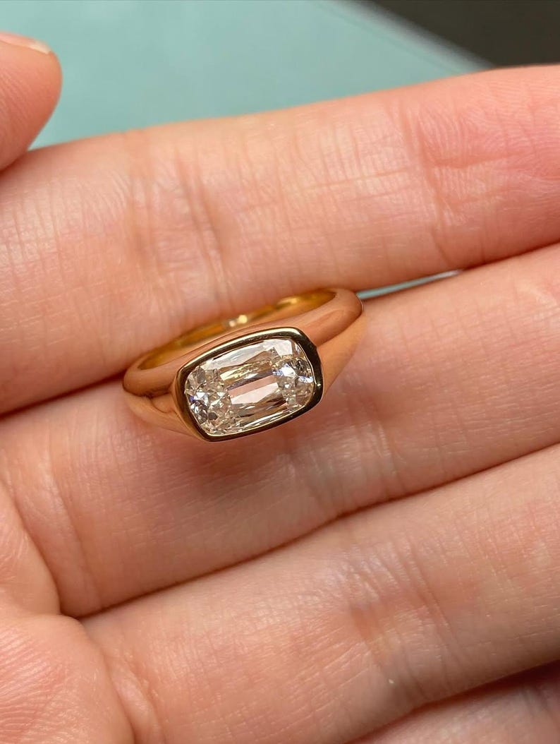 luxury lab grown diamond cushion ring close-up sparkle photo