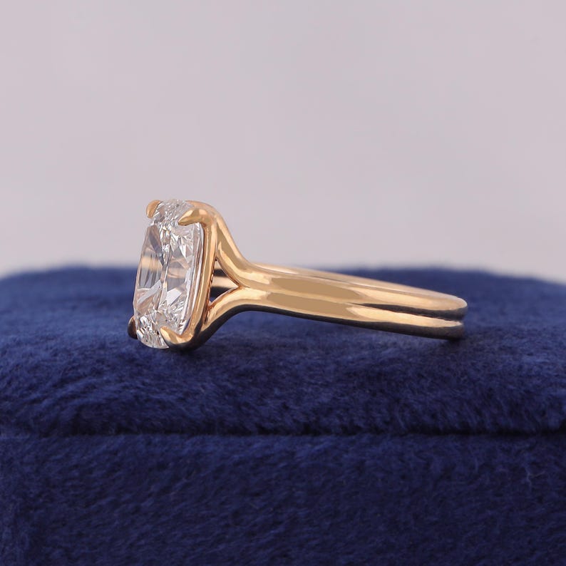 IGI Lab-Grown Old Mine Cut Cushion Diamond Split Shank Engagement Ring image 4