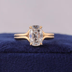 Load image into Gallery viewer, lab grown diamond, engagement ring, old mine cut diamond, cushion cut diamond, solitaire engagement, diamond ring for her, anniversary gifts, yellow gold ring, split shank ring, antique cut diamond, comfort fit ring, valentine day, solitaire style ring