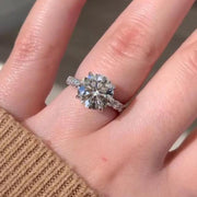 Big Diamond 3 Ct Round Cut Moissanite Engagement Ring, Vintage Pave Set, 4 Claw Prong Solid Gold Anniversary Ring, Ring For Birthday Gift image 3