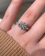 Load image into Gallery viewer, Big Diamond 3 Ct Round Cut Moissanite Engagement Ring, Vintage Pave Set, 4 Claw Prong Solid Gold Anniversary Ring, Ring For Birthday Gift image 5