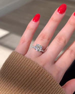 Load image into Gallery viewer, Big Diamond 3 Ct Round Cut Moissanite Engagement Ring, Vintage Pave Set, 4 Claw Prong Solid Gold Anniversary Ring, Ring For Birthday Gift image 7