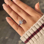 Load image into Gallery viewer, Lab grown radiant cut diamond ring with elegant hidden halo.