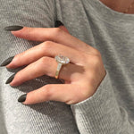 Load image into Gallery viewer, 6 Carat Oval and Tapered Baguette Three Stone Ring in 14k Yellow Gold: Cathedral 3 Stone Engagement Ring, HUGH Oval Diamond Ring image 3
