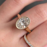 Load image into Gallery viewer, Oval Cut Lab Grown Diamond Bezel Ring, 14K Solid Gold Solitaire Engagement Ring image 4