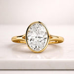 Load image into Gallery viewer, 3.50 CT Oval Shaped Minimalist Bezel Setting, Lab Grown Diamond Engagement Ring, Anniversary Gift for her, Promise Ring, Dainty Wedding Ring, Yellow Gold Ring, Split Shank Ring, Oval Cut Solitaire Ring, Bezel Setting Engagement Ring, Wedding Proposal Ring, Valentine Gift  Split Shank Solitaire Ring, Bezel Set Oval Cut Moissanite Diamond Ring, 14K Yellow Gold Engagement Ring, Wedding Proposal Ring, Gift For Her Oval Bezel Lab Grown Diamond Ring 3 CT , Oval Lab Diamond Engagement Ring
