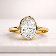 3.50 CT Oval Shaped Minimalist Bezel Setting, Lab Grown Diamond Engagement Ring, Anniversary Gift for her, Promise Ring, Dainty Wedding Ring, Yellow Gold Ring, Split Shank Ring, Oval Cut Solitaire Ring, Bezel Setting Engagement Ring, Wedding Proposal Ring, Valentine Gift  Split Shank Solitaire Ring, Bezel Set Oval Cut Moissanite Diamond Ring, 14K Yellow Gold Engagement Ring, Wedding Proposal Ring, Gift For Her Oval Bezel Lab Grown Diamond Ring 3 CT , Oval Lab Diamond Engagement Ring