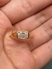 cushion cut lab diamond solitaire ring IGI certified bezel setting