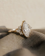 1 Ct Marquise Cut Moissanite ring , 14k Gold Cluster Engagement ring, Vintage Inspired