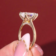 Tulip Pear Lab Diamond Engagement Ring Plain Band E VS IGI image 1