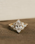 Load image into Gallery viewer, 1 Ct Marquise Cut Moissanite ring , 14k Gold Cluster Engagement ring, Vintage Inspired
