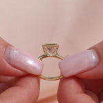 Load image into Gallery viewer, Half Bezel Set 2CT Princess Cut Moissanite Engagement Ring, Solitaire 14k Gold Square Cut Anniversary Ring, Modern Proposal Ring For Her image 4
