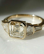 Load image into Gallery viewer, Asscher 3.0tcw Lab Diamond Ring | Full Bezel Setting | Five Stone | Forever Ring Wedding Ring Side Stone Ring IGI Certified image 2
