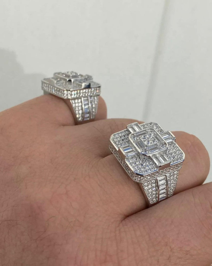 LUXURY HIP HOP FULLY ICED OUT MOISSANITE BAGUETTE DIAMOND CHAMPION MEN’S RINGS