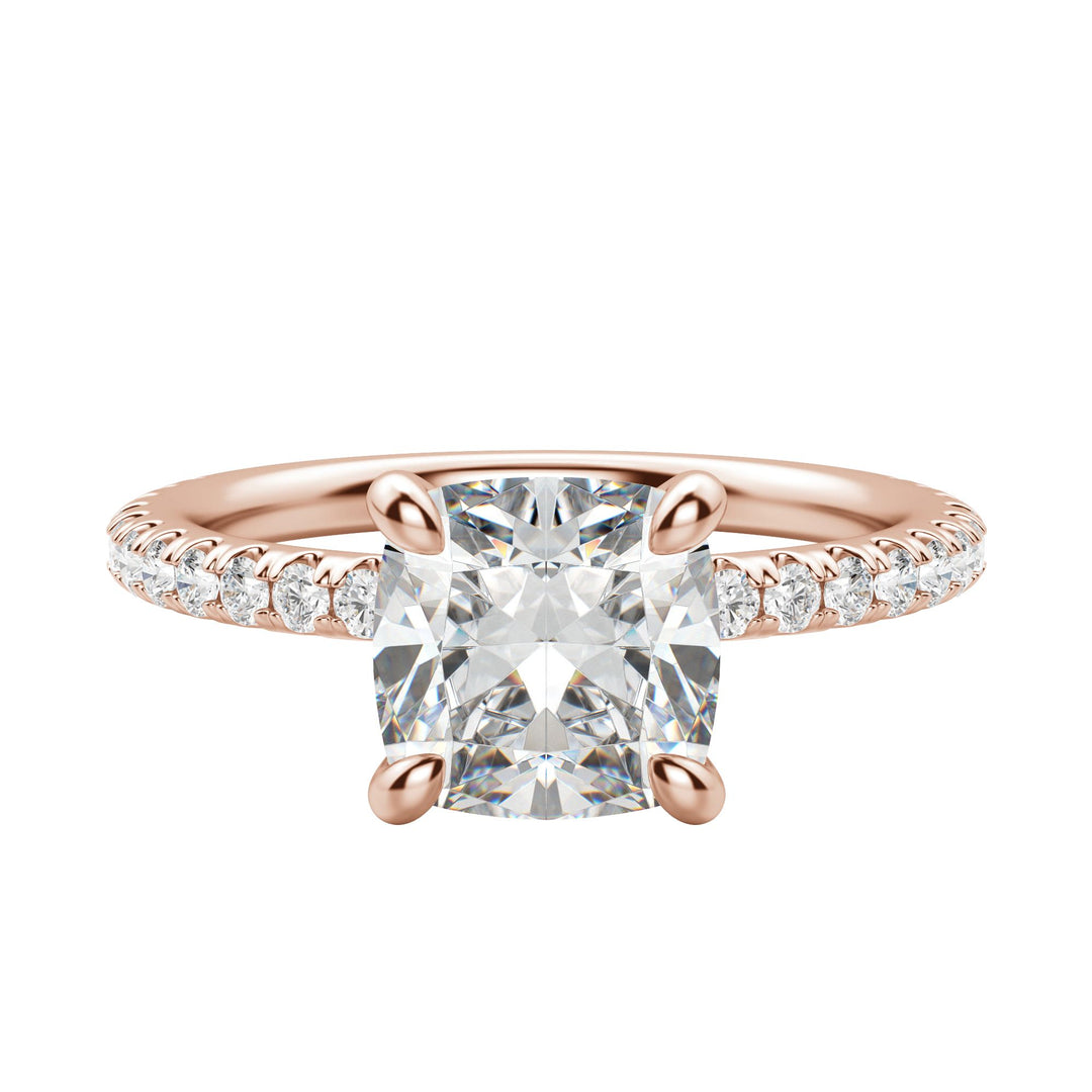 LYRE ACCENTED CUSHION CUT MOISSANITE ENGAGEMENT RING