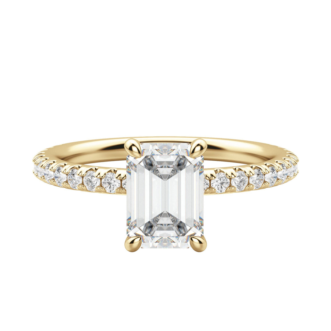 LYRE ACCENTED EMERALD CUT MOISSANITE ENGAGEMENT RING