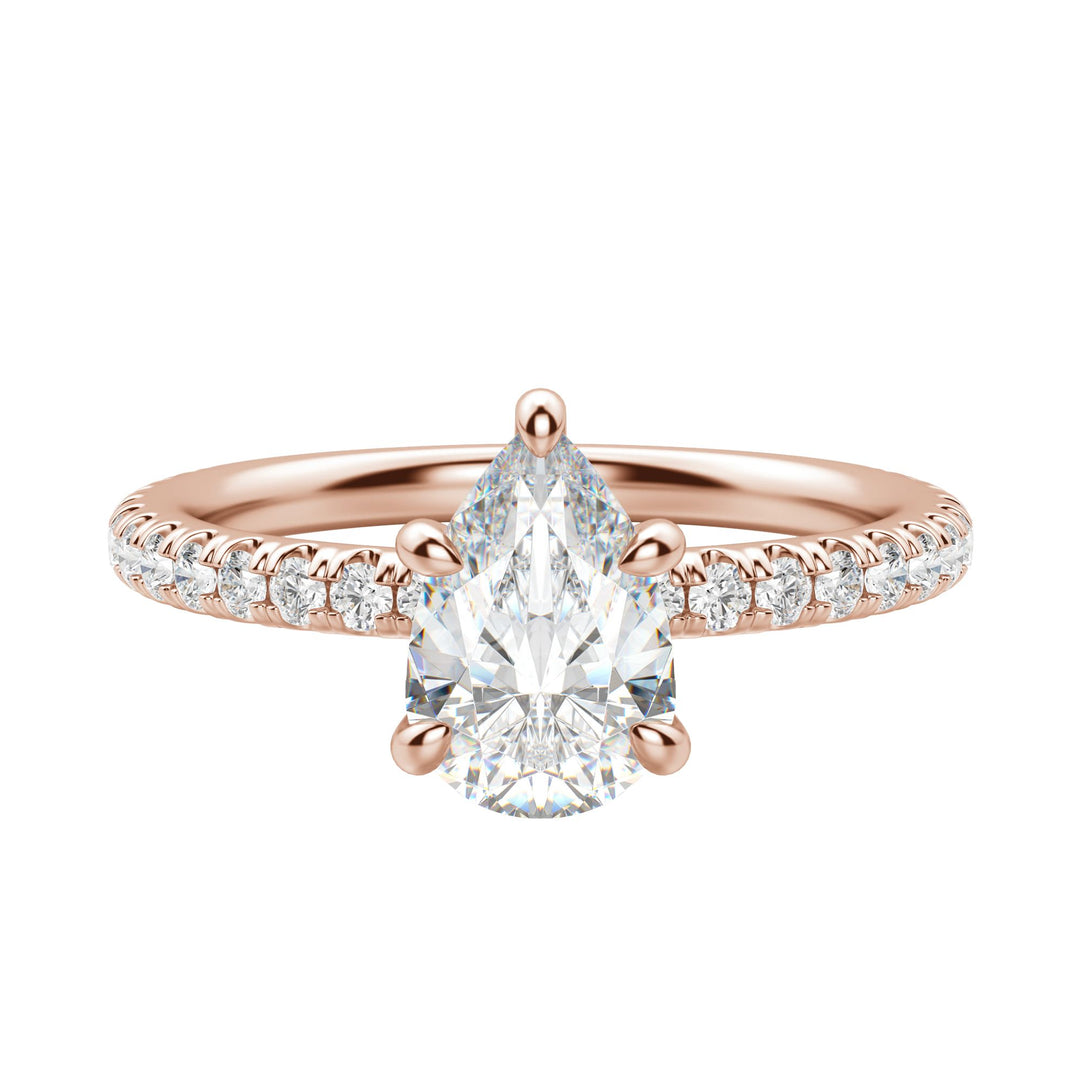 LYRE ACCENTED PEAR CUT MOISSANITE ENGAGEMENT RING