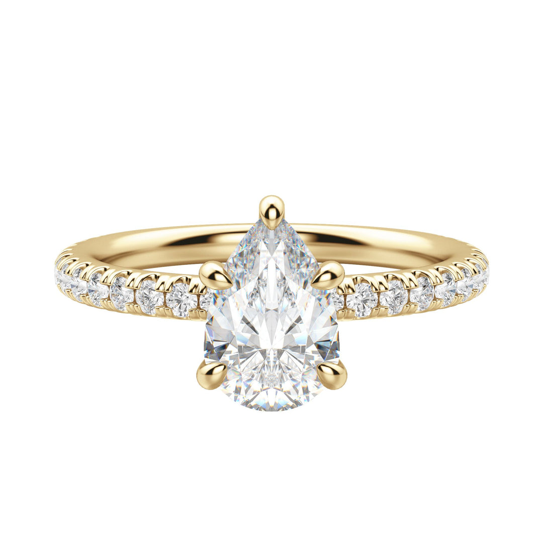 LYRE ACCENTED PEAR CUT MOISSANITE ENGAGEMENT RING