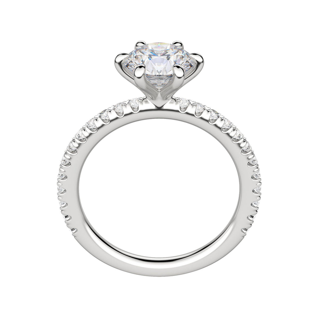 LYRE ACCENTED ROUND CUT MOISSANITE ENGAGEMENT RING