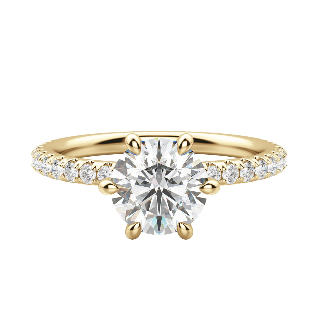 LYRE ACCENTED ROUND CUT MOISSANITE ENGAGEMENT RING