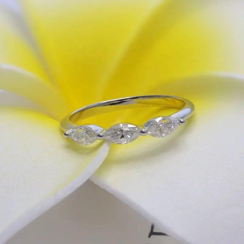 MARQUISE CUT DAINTY MOISSANITE STACKING WEDDING RING