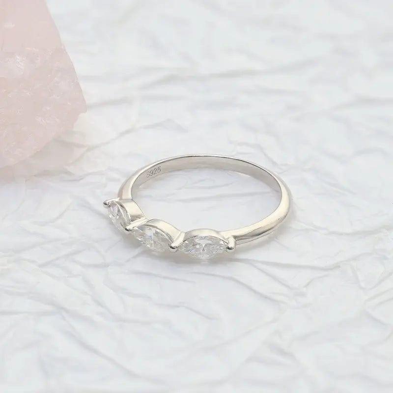 MARQUISE CUT DAINTY MOISSANITE STACKING WEDDING RING