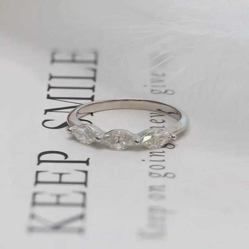 MARQUISE CUT DAINTY MOISSANITE STACKING WEDDING RING