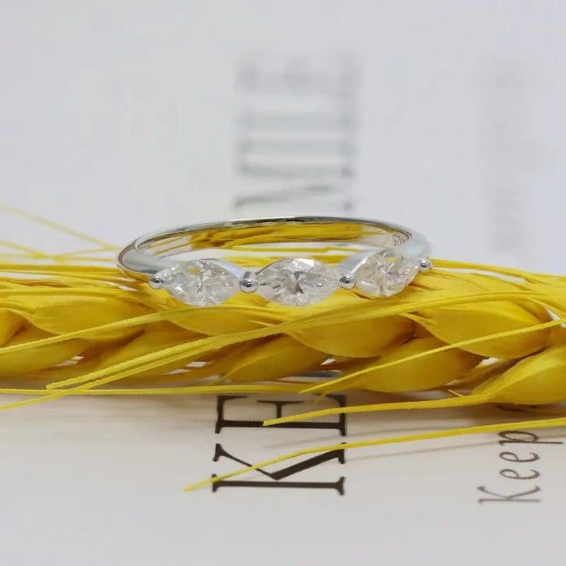 MARQUISE CUT DAINTY MOISSANITE STACKING WEDDING RING