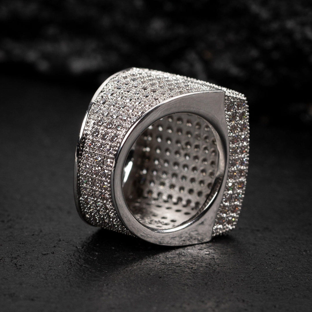 MEN’S WHITE GOLD ICED OUT MOISSANITE MICROPAVE HIPHOP LARGE STATEMENT PINKY RING