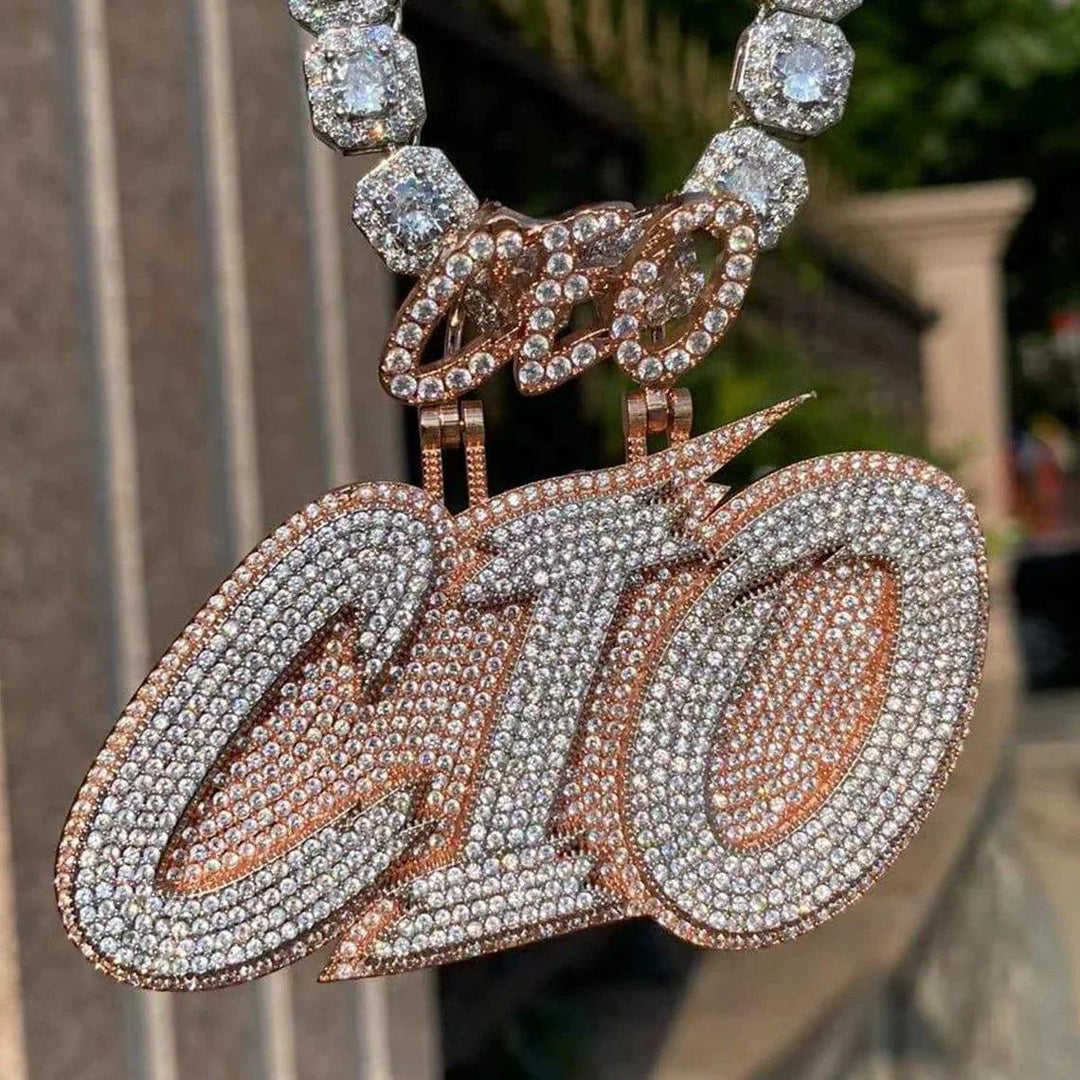 NAME HIP HOP MOISSANITE CHARM ICED OUT PENDANT