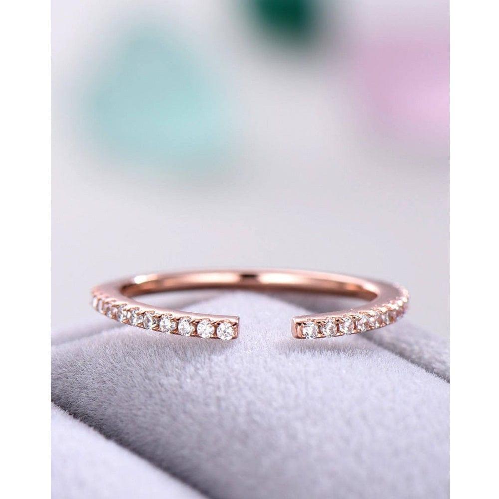 OPEN ROSE GOLD PAVE SET ETERNITY MOISSANITE WEDDING STACKING BAND