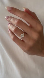 Load and play video in Gallery viewer, 1.5 Carat Emerald Cut E VVS2 Lab Grown Diamond Three Stone Ring