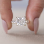 Load and play video in Gallery viewer, Princess Lab Grown Diamond Engagement Ring, 14k Gold Statement Ring