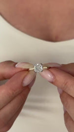 Load and play video in Gallery viewer, 2 Carat Cushion Lab Grown Diamond Hidden Halo Engagement Ring