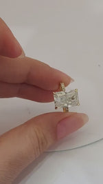 Load and play video in Gallery viewer, Radiant Cut Lab Grown Diamond Engagement Ring, 5 Ct Radiant Cut Solitaire Ring