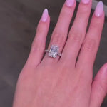 Load and play video in Gallery viewer, 5CT Radiant Cut Lab Grown Diamond Engagement Ring, 14K Solid Gold Pave Setting Hidden Halo Wedding Ring